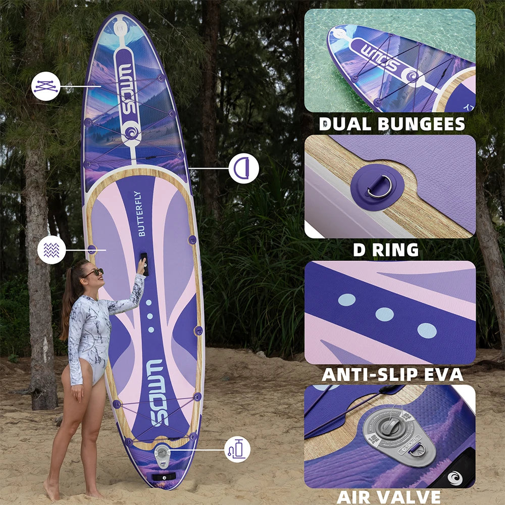 SOWM SUB Waterproof Inflatable Paddle Board 11''x34''x6''Adult Standing Style Aquatic  Yoga Fishing With Accessories SUP сапборд