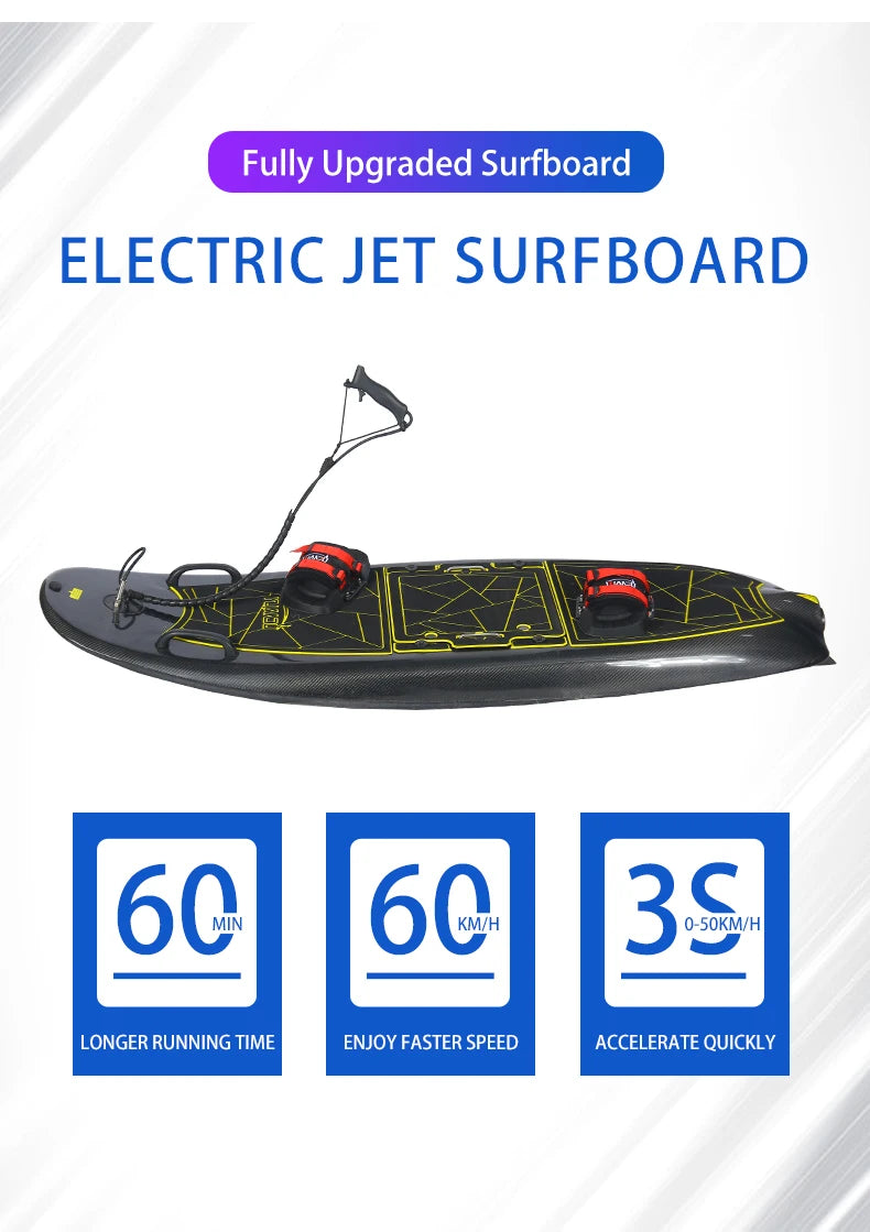 The Carbon Fiber Electric Surfboard Is Equipped with a Ternary Lithium Battery for Strong Stability and a Tail Fin