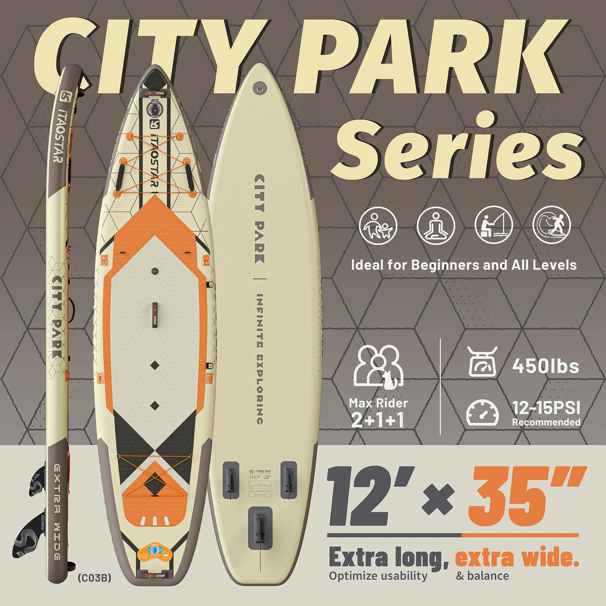 Hot sale Citypark C03B 12'x35"x6" Hot Seller 2024 Manufacture Paddle Surf  Paddleboard Stand up Paddle Board With Accessories