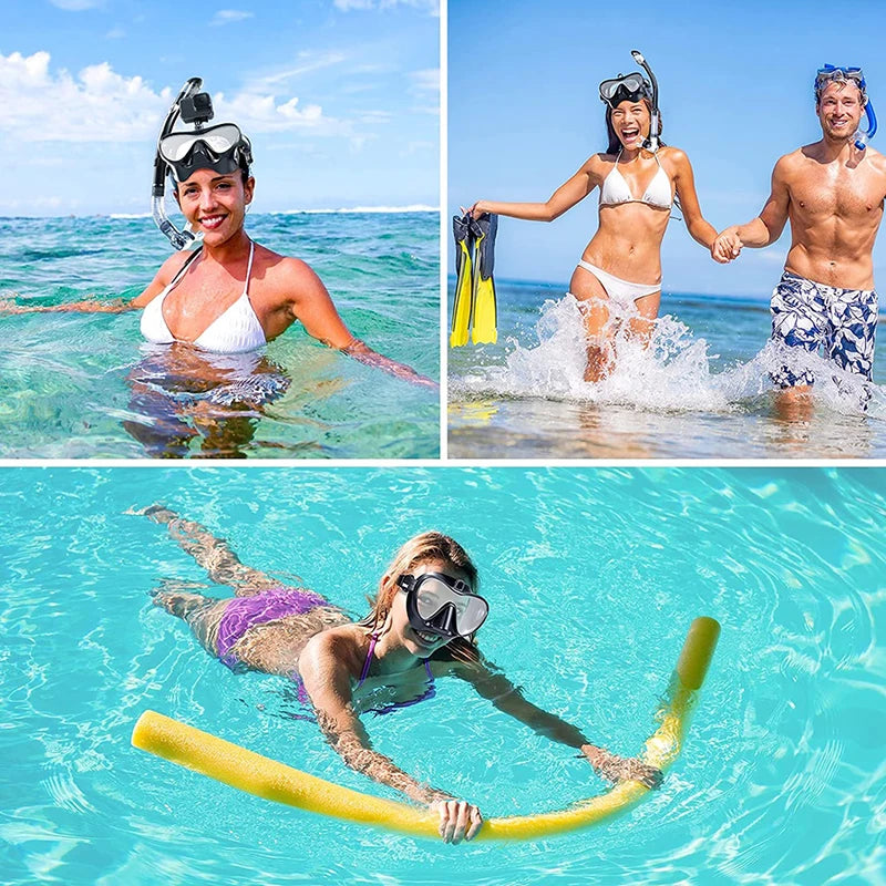 Large Frame Snorkeling Set, Anti Fog, HD Panoramic View, Aqua, Diving Goggles Adult, Underwater, Snorkel Mask With Go-Pro Mount