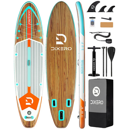 DIXERO Waterproof Inflatable Paddle Board 11''x33''x6''Adult Standing Style Aquatic With Kayak Accessories Fishing SUP Board