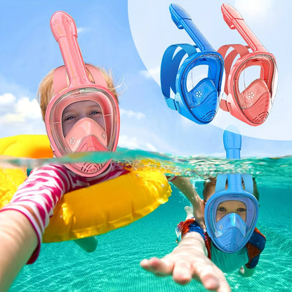 XIAOTREE Children's diving mask, anti-fog and leak-proof, soft silicone design, full-face 360° underwater view