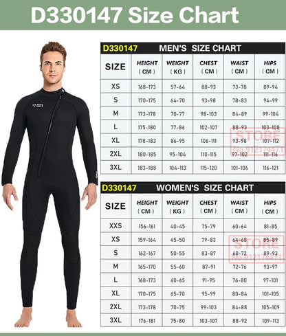 3MM Neoprene Wetsuit Front Zipper Men Kite Surf Diving Suit Women Kayak Swim Scuba Diving and Snorkeling Spearfishing Wetsuits