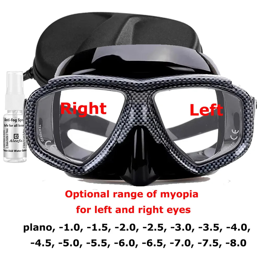 Customize Myopia Diving Mask Snakeskin Anti Fog for Spearfishing Gear Swimming Masks Googles Nearsighted Lenses Short-sighted
