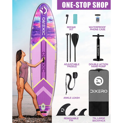 DIXERO Waterproof Inflatable Paddle Board 11''x33''x6''Adult Standing Style Aquatic With Kayak Accessories Fishing SUP Board