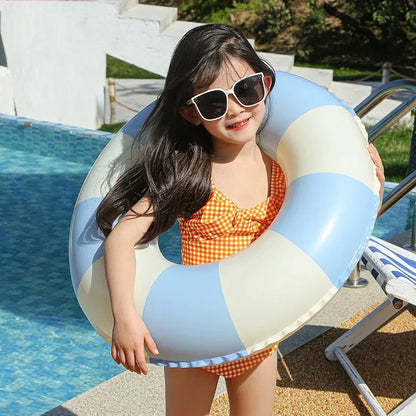 Kids Swimming Ring, PVC Inflatable Float - Striped Design for Boys & Girls, Pool & Beach Floating Donut, Summer Water Play