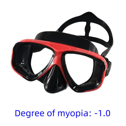 Myopia diving goggles, diving masks,large-frame wide-field snorkeling equipment,adult swimming goggles glass lenses -1.0 to -9.0