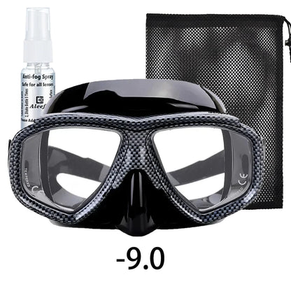 Myopia scuba diving Mask Snakeskin anti fog for spearfishing gear swimming masks googles nearsighted lenses short-sighted