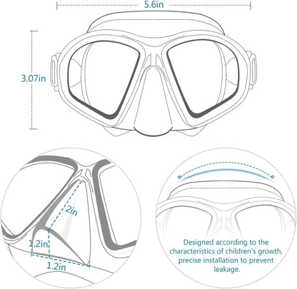 Premium Silicone Small Volume Free Diving Glasses Coloured Lens Low Capacity Mask Scuba Diving Tube Set for Snorkelling