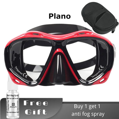 +2.0 to +5.0 Hyperopia Diving Mask  Farsighted   with Tempered Glass Lenses, Gear for Men Women,  Antifog Spray