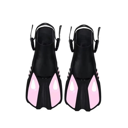 Snorkel Fins Swim Flippers Short Diving Frog Shoes Duck Webs Adjustable Silicone Travel Size Open Heel Adult Men Women Youth Kid