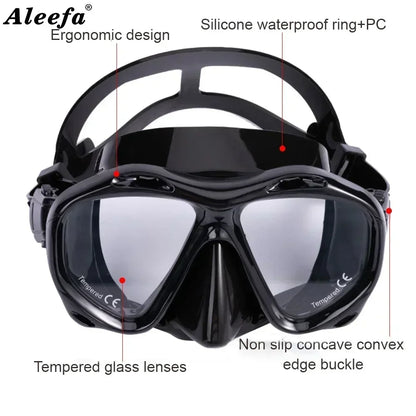 +2.0 to +5.0 Hyperopia Diving Mask  Farsighted   with Tempered Glass Lenses, Gear for Men Women,  Antifog Spray