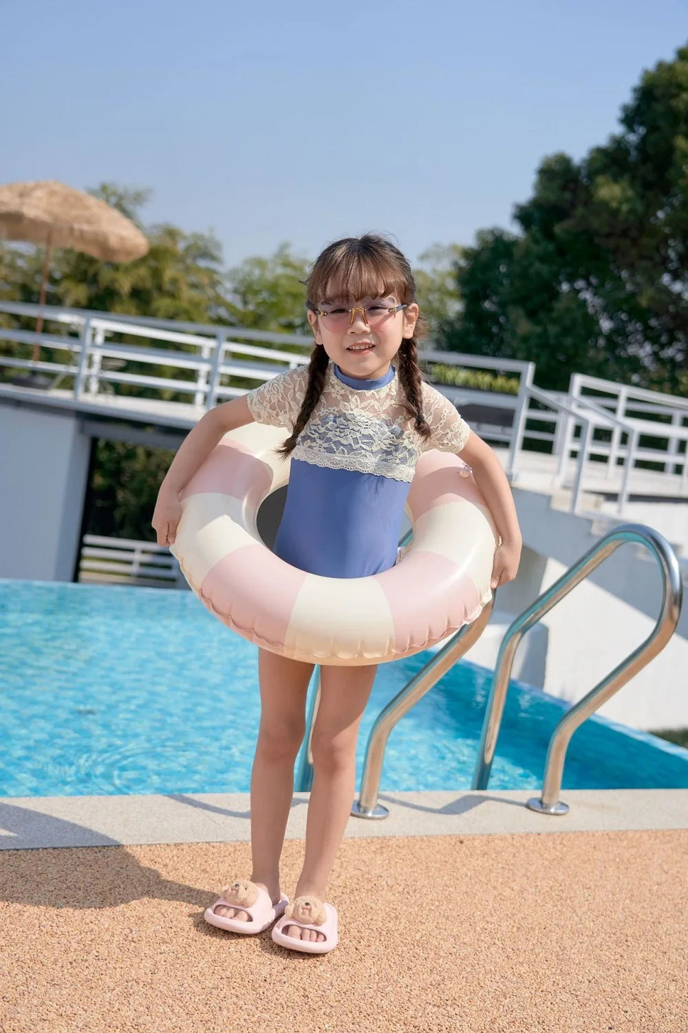 Kids Swimming Ring, PVC Inflatable Float - Striped Design for Boys & Girls, Pool & Beach Floating Donut, Summer Water Play