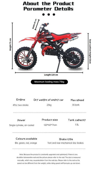 Air-cooled 2 Stroke Mini Dirt Bikes 49cc