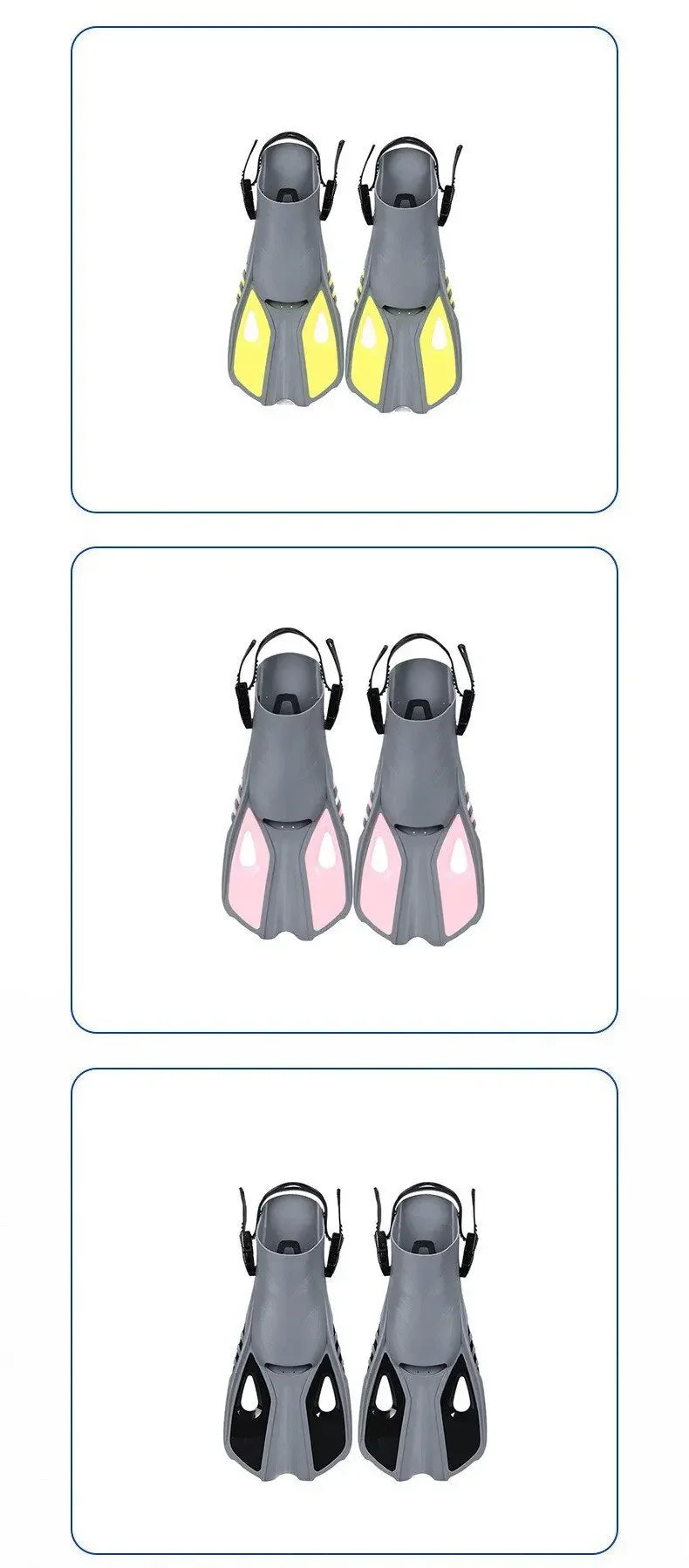 Snorkel Fins Swim Flippers Short Diving Frog Shoes Duck Webs Adjustable Silicone Travel Size Open Heel Adult Men Women Youth Kid