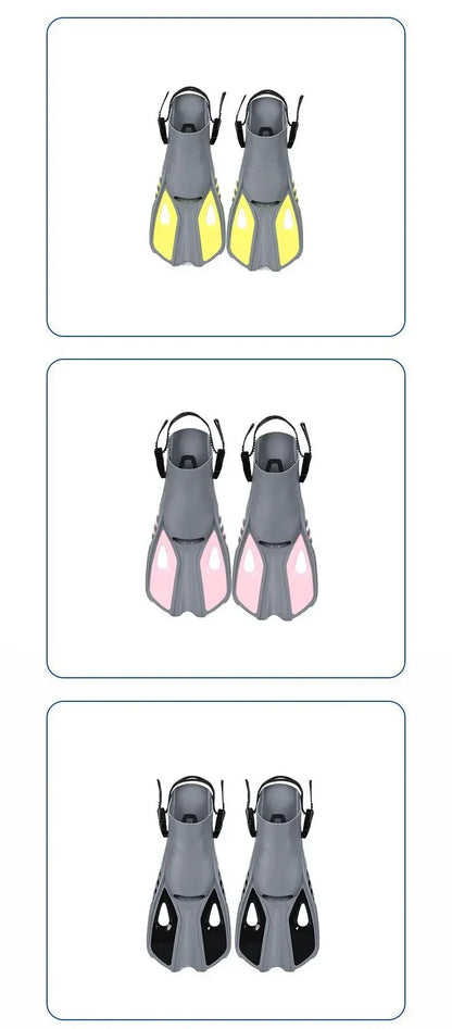 Snorkel Fins Swim Flippers Short Diving Frog Shoes Duck Webs Adjustable Silicone Travel Size Open Heel Adult Men Women Youth Kid