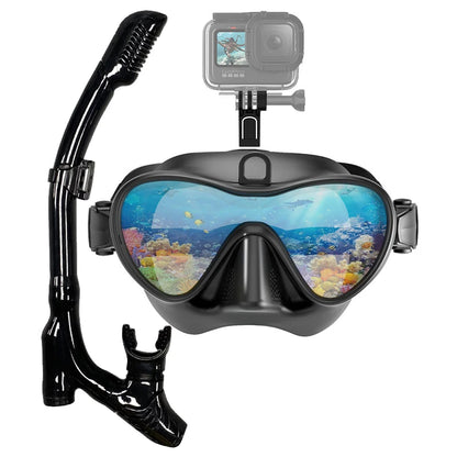Large Frame Snorkeling Set, Anti Fog, HD Panoramic View, Aqua, Diving Goggles Adult, Underwater, Snorkel Mask With Go-Pro Mount