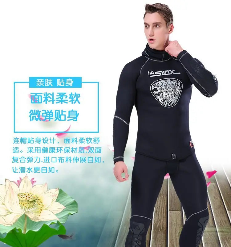 5MM Neoprene Wetsuit Men Tops Pants Diving Suit Equipment Underwater Fishing Spearfishing Kitesurf Swimwear Wetsuit Equipment