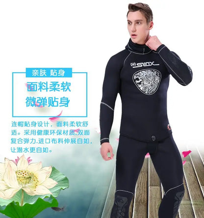 5MM Neoprene Wetsuit Men Tops Pants Diving Suit Equipment Underwater Fishing Spearfishing Kitesurf Swimwear Wetsuit Equipment