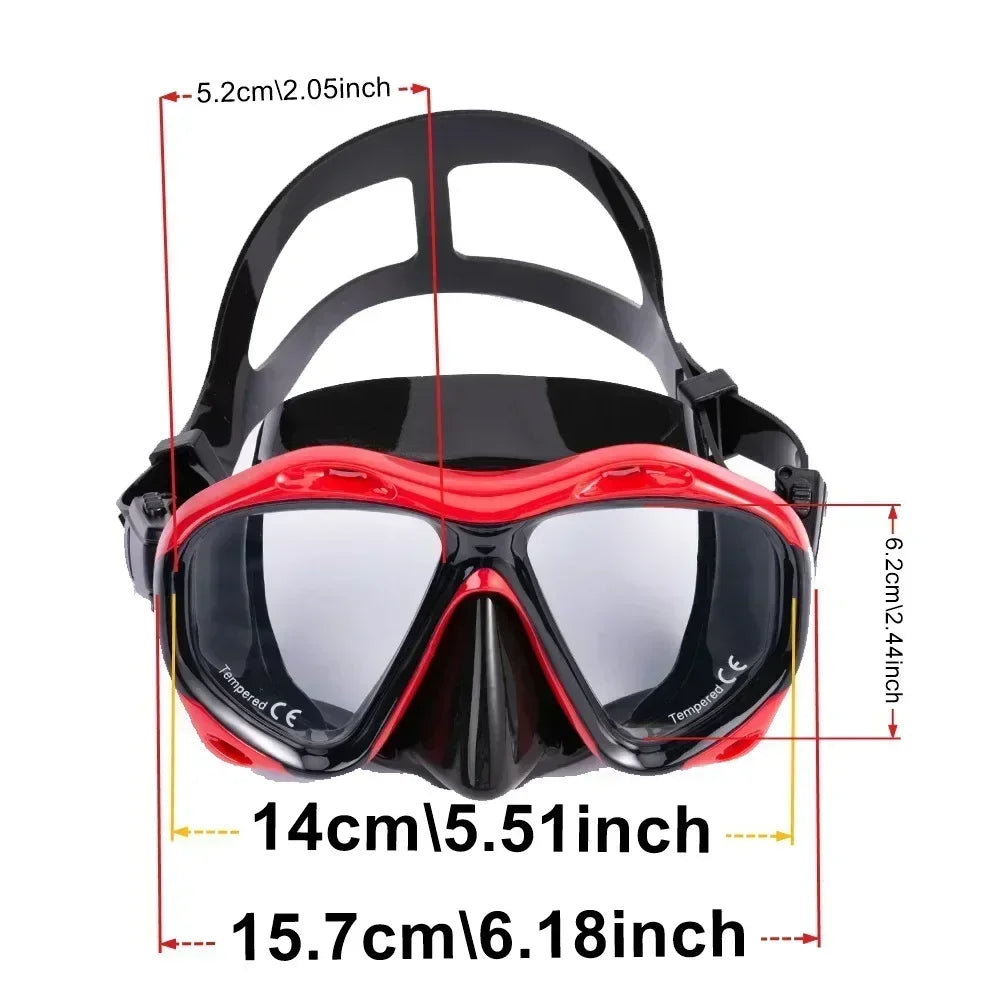 +2.0 to +5.0 Hyperopia Diving Mask  Farsighted   with Tempered Glass Lenses, Gear for Men Women,  Antifog Spray