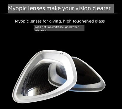 Myopia diving goggles, diving masks,large-frame wide-field snorkeling equipment,adult swimming goggles glass lenses -1.0 to -9.0