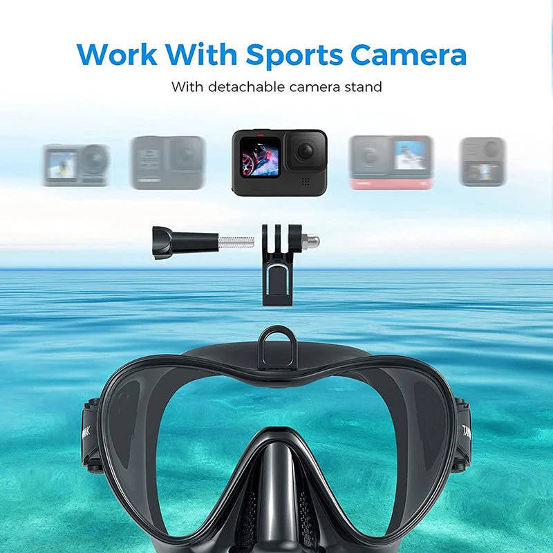 Large Frame Snorkeling Set, Anti Fog, HD Panoramic View, Aqua, Diving Goggles Adult, Underwater, Snorkel Mask With Go-Pro Mount