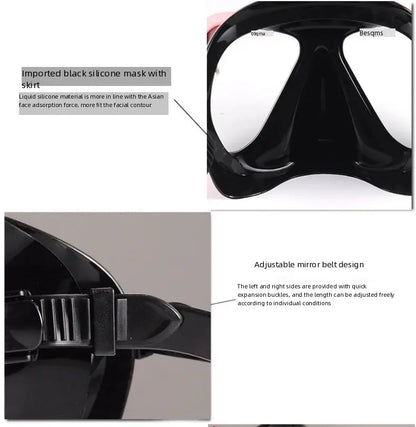 Myopia diving goggles, diving masks,large-frame wide-field snorkeling equipment,adult swimming goggles glass lenses -1.0 to -9.0