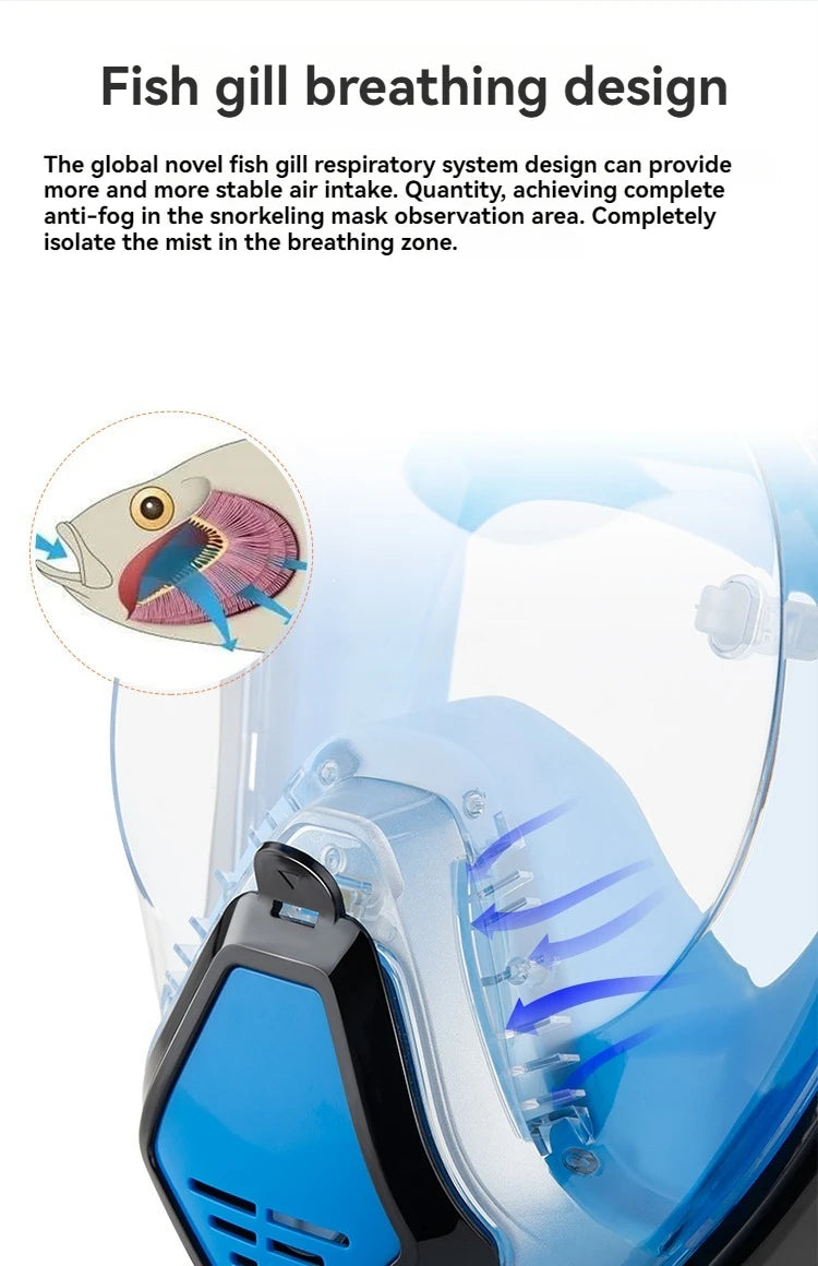 10 Generation diving mask Underwater Snorkeling Full Face Swimming Mask Diving Respirator Masks Breathing for Kids Adult