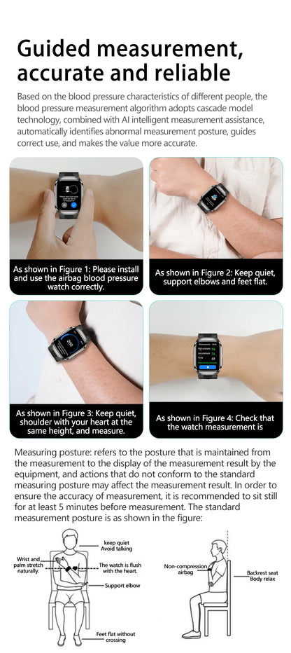 2026New Air Pump Airbag True Blood Pressure Smartwatch MultiDimensional Health Monitoring Micro Physical Examination Smart Watch
