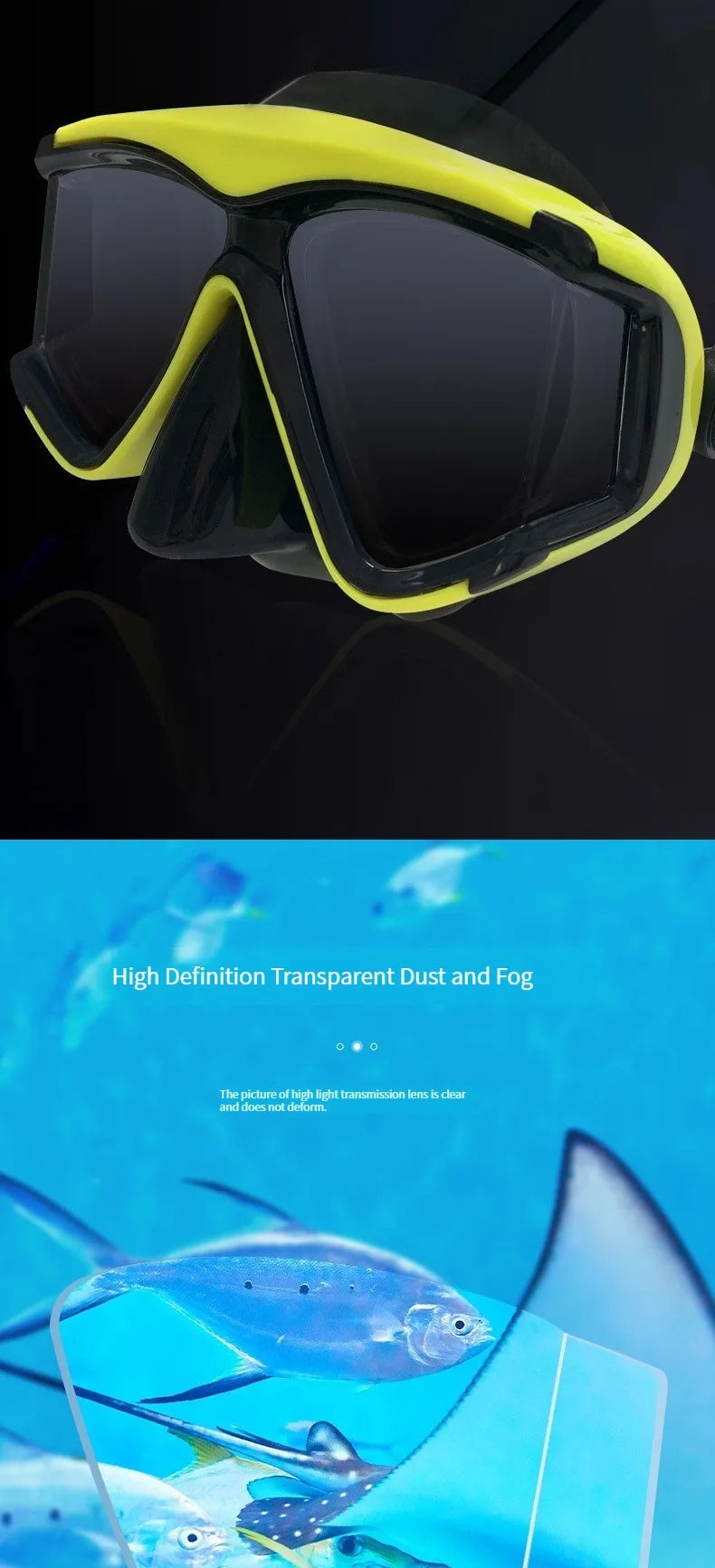 New adult silicone diving glasses professional snorkeling HD swimming tempered glass large frame mask