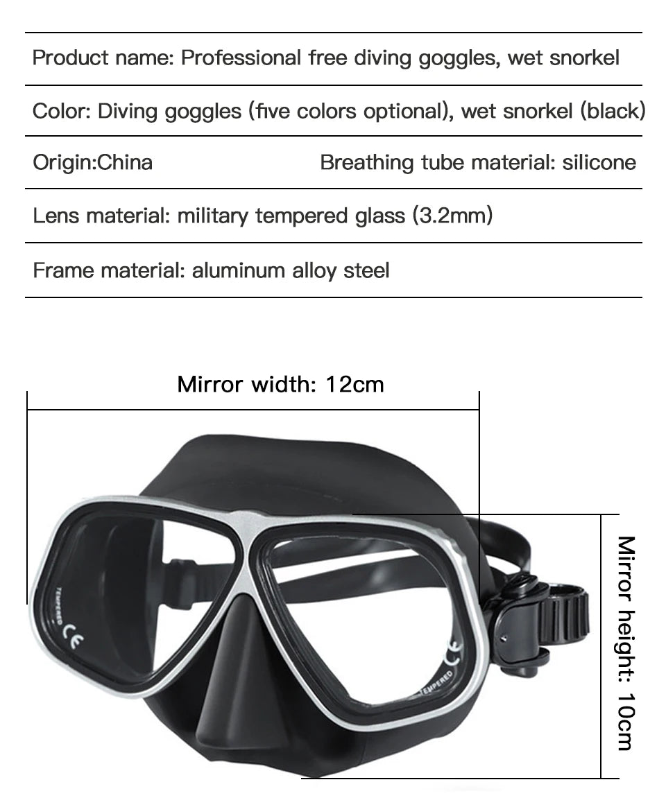 Similar Apollo's Free Diving Mask Aluminum Alloy Frame Mask Swimming Glasses 65cc Scuba diving Masks Snorkeling Wet Tube Set