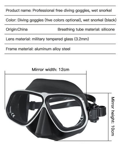 Similar Apollo's Free Diving Mask Aluminum Alloy Frame Mask Swimming Glasses 65cc Scuba diving Masks Snorkeling Wet Tube Set